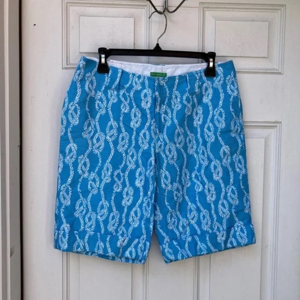 Lilly Pulitzer Brady Drop Me A Line Rope Linen Bermuda Shorts Size 6 EUC